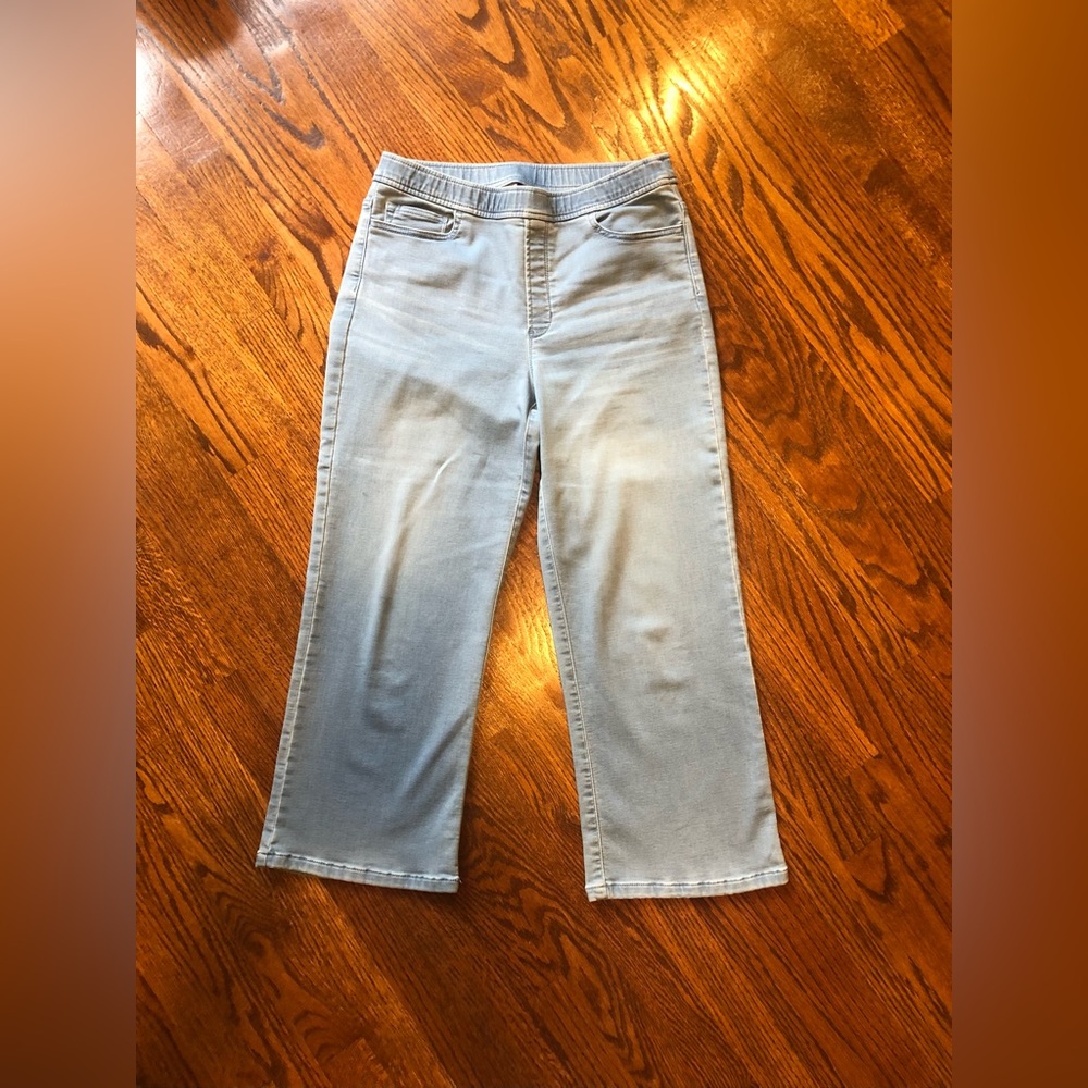 J. Jill Pure Jill Indigo Light Wash Pull-On Wide Leg Jeans - Size Small